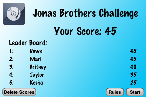 Screenshot Jonas Brothers Challenge Screenshot Jonas Brothers Challenge